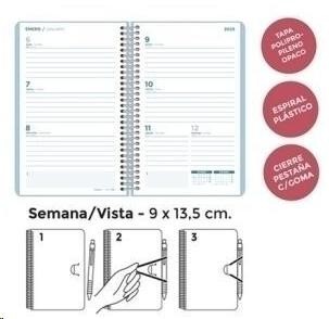 AGENDA ANUAL 2025 SENFORT 90X140 S/V POLIPROPILENO PASTEL AZUL OSCURO