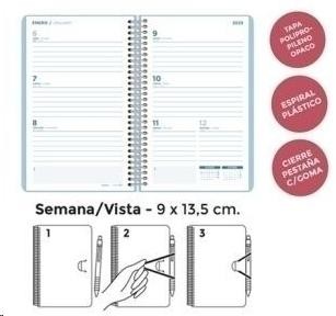 AGENDA ANUAL 2025 SENFORT 90X140 S/V POLIPROPILENO PASTEL AZUL