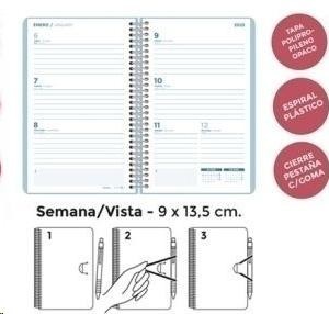 AGENDA ANUAL 2025 SENFORT 90X140 S/V POLIPROPILENO PASTEL ROSA