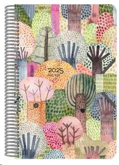 AGENDA ANUAL 2025 SENFORT 135X215 D/P POLIPROPILENO ACUARELA BOSQUE