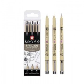 PIGMA MICRON ESTUCHE DE 3 PUNTAFINAS NEGROS 02-04-08 SAKURA