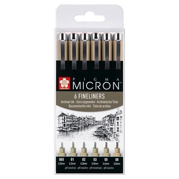 PIGMA MICRON ESTUCHE 6 PUNTAFINAS NEGROS SAKURA