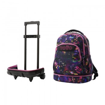 MOCHILA RUEDAS DESMONTABLE TIZA TALLA L - FLOWER GALAXY