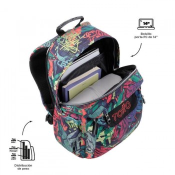 Mochila escolar con ruedas graffiti - Papel - Multicolor