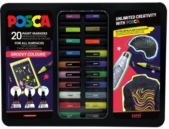 MALETIN POSCA METALICO 20 UNIDADES SURTIDAS GROOVY COLOURS